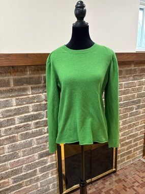 J. Crew Bright Green Crewneck Cashmere Sweater
